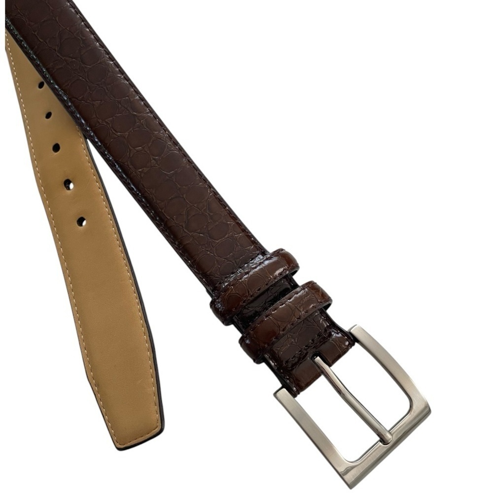 Haggar Men’s Croc Embossed genuine  leather Size 34 belt neutral casual business